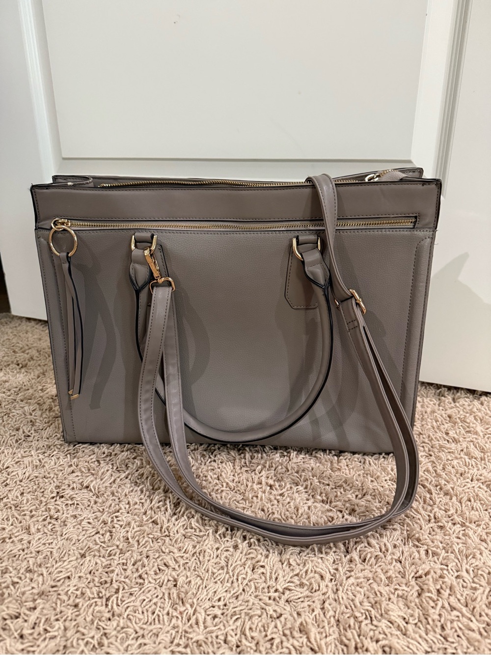 a new day Gray Structured Tote with Gold Accents